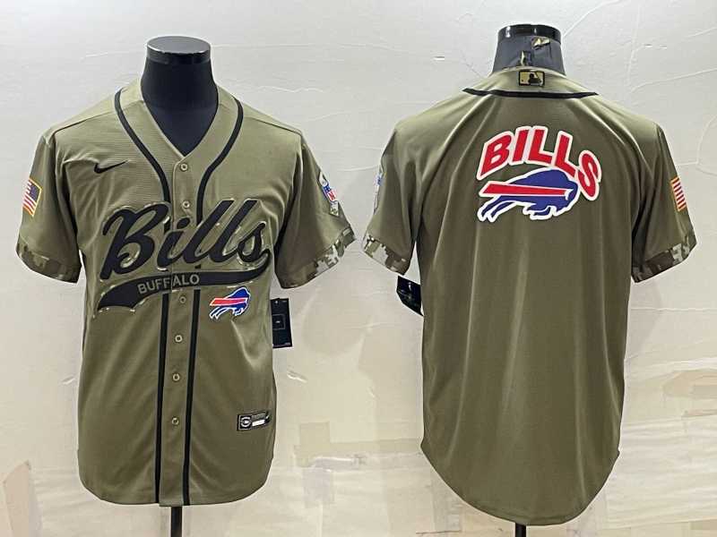 Mens Buffalo Bills Olive Salute to Service Team Big Logo Cool Base Stitched Baseball Jersey->buffalo bills->NFL Jersey